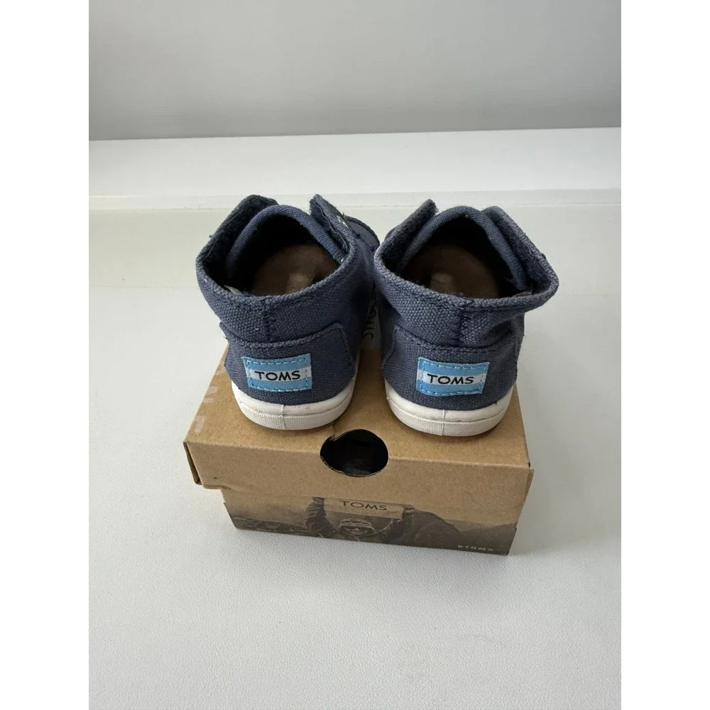 TOMS Paseo Mid Navy Canvas Tiny Shoes Toddler Size 4C New‎